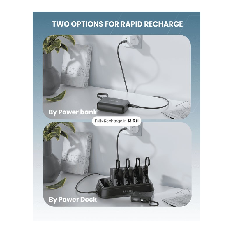 Moxedo Combo 5x 10,000 mAh Power Bank With Charging Dock 20W Power Delivery USB C Fast Charging With Built In Type C Cable, Black, MX-PBH038-DS-33024