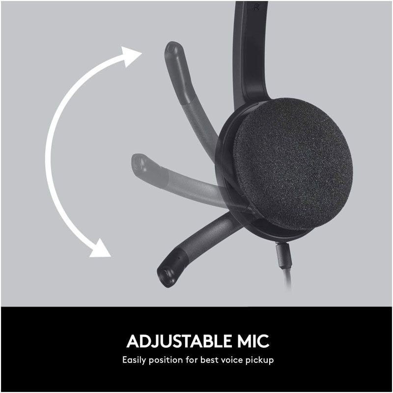 Logitech H340 USB Computer Headset, Stereo Sound, Noise Cancelling Mic, Black, H340-36695