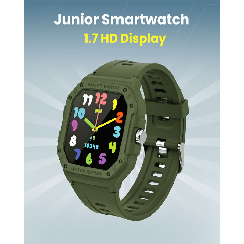 Moxedo Junior, 1.7 Inch HD Screen, Cool 6 Watch Faces, Sleep Mode, 22 Sports Modes, Alarm Clock, Pedometer With Built In Kids Games, SmartWatch For Girls And Boys, Green, MX-SWK22-GN-28567