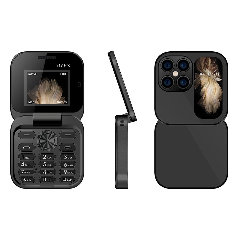 i17 Pro, GSM 2 SIM Card, 1300mAh Battery, FM Radio, 1.8inch Foldable Mini Mobile Phone -12836