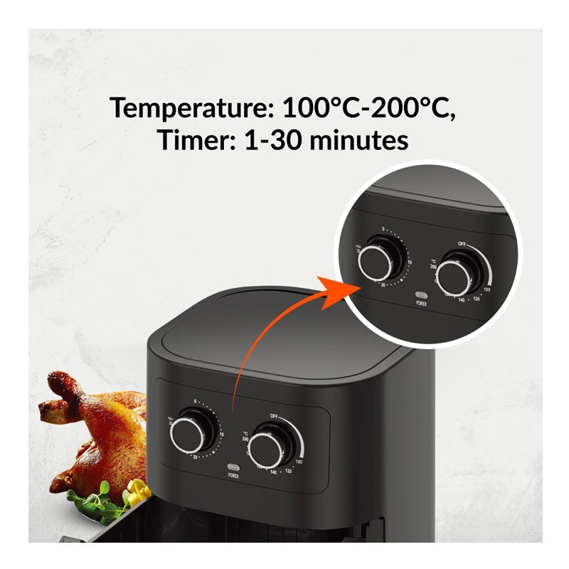 Geepas, 4.5L Pot With Rack, Vortex Air Frying Technology, Multiple Function, 30 Min Timer, Air Fryer, GAF37541-28752