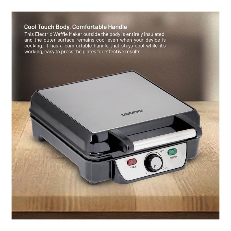Geepas, 4 Slice Non Stick Electric Belgian Waffle Maker With Adjustable Temperature Control, 1100W Electric Waffle Maker, GWM5417 -32228