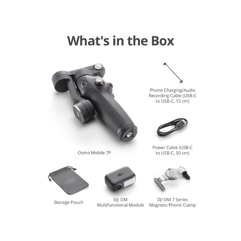 Dji Osmo Mobile 7P, Native Tracking, Lighting, 3 Axis Phone Gimbal, One Tap Edit, Built In Extension Rod And Tripod, Phone Charging, Vlogging Stabilizer YouTube Video, Gimbal Stabilizer For Smartphones-34155