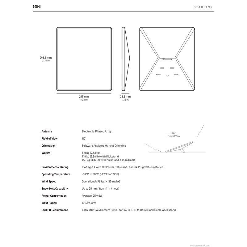Starlink Mini Kit Compact Portable Satellite Internet System-36177