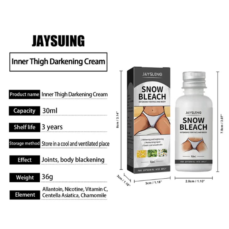 Snow Bleach Cream 30ml for Private Part Underarm Whitening, Bleach Cream for Skin Lightening Face and Body, Dark Spot Corrector Cream Body Care Brightening Cream for Inner Thigh-36249