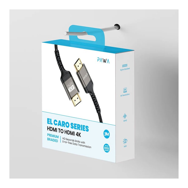 Pawa, 3M El Caro Series HDMI To HDMI 4K Premium Braided Cable, PW-ELHD4K3M-32797