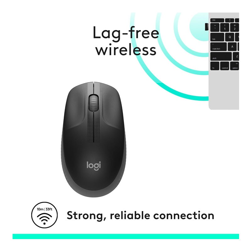 Logitech M187, 2.4 GHz Wireless Connection, 1000 Dpi, Full Size Ambidextrous Curve Design, Wireless Mouse, Black-30135