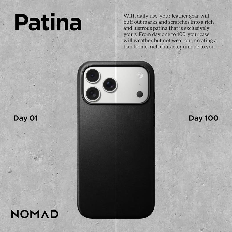 Nomad Magnetic Leather Back for Apple iPhone 17 Pro Max, Horween Leather, Black-36158