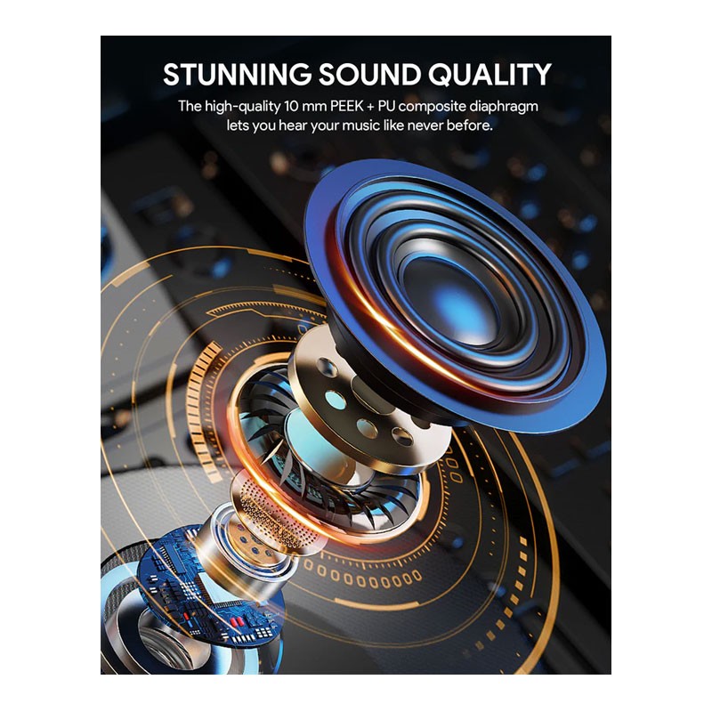 Aukey, IPX5 Waterproof, Up To 6 Hours Battery Life, 10mm Driver, Heavy Bass, TWS True Wireless Bluetooth Earbuds With ANC Active Noise Cancellation, Black, EP-M1NC-29777