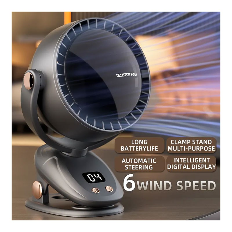 Portable Smart Fan Overheating Protection 6 Seed Control Smart Oscillating Head Brushless Desktop Fan-34433