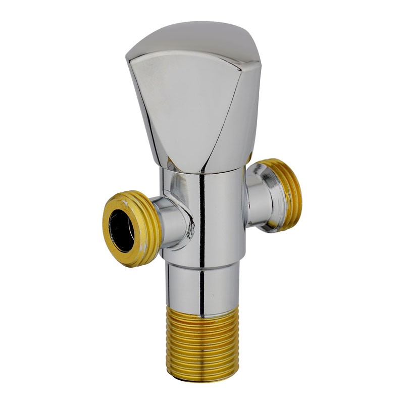 Krypton, Chrome Plated Solid Knob, Two Way Angle Valve, Suitable For Hot And Cold Water, Dual Angle Valve, KNSW6395-32593