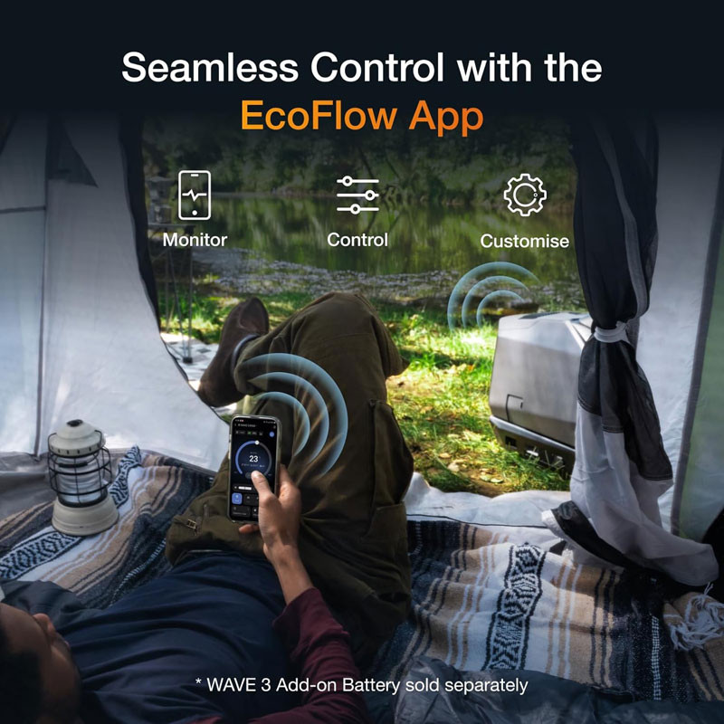 EcoFlow WAVE 3 Portable Air Conditioner, 6100BTU ,1800W Cooling Capacity, 6800BTU (2000W) Heating Capacity, Automatic Function, Dehumidification Function, Sleep Mode, IPX4 Rating-36681