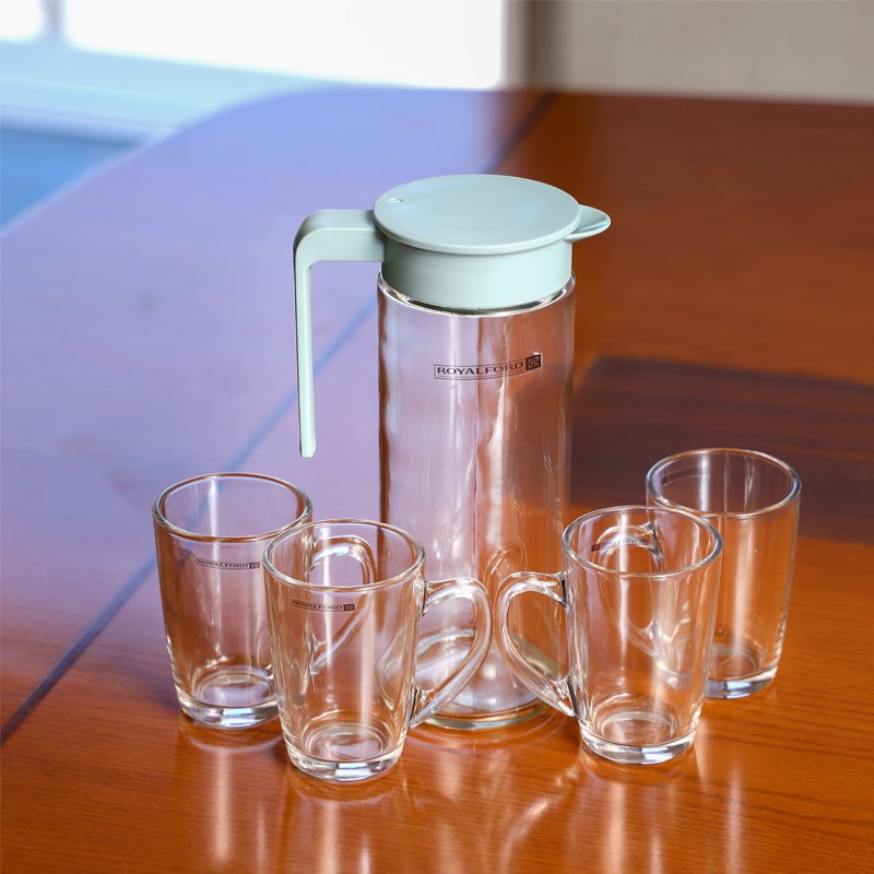 Royalford 5pc Water Jug Set,1.0L Jug,4Pc Glass 1X8-2568