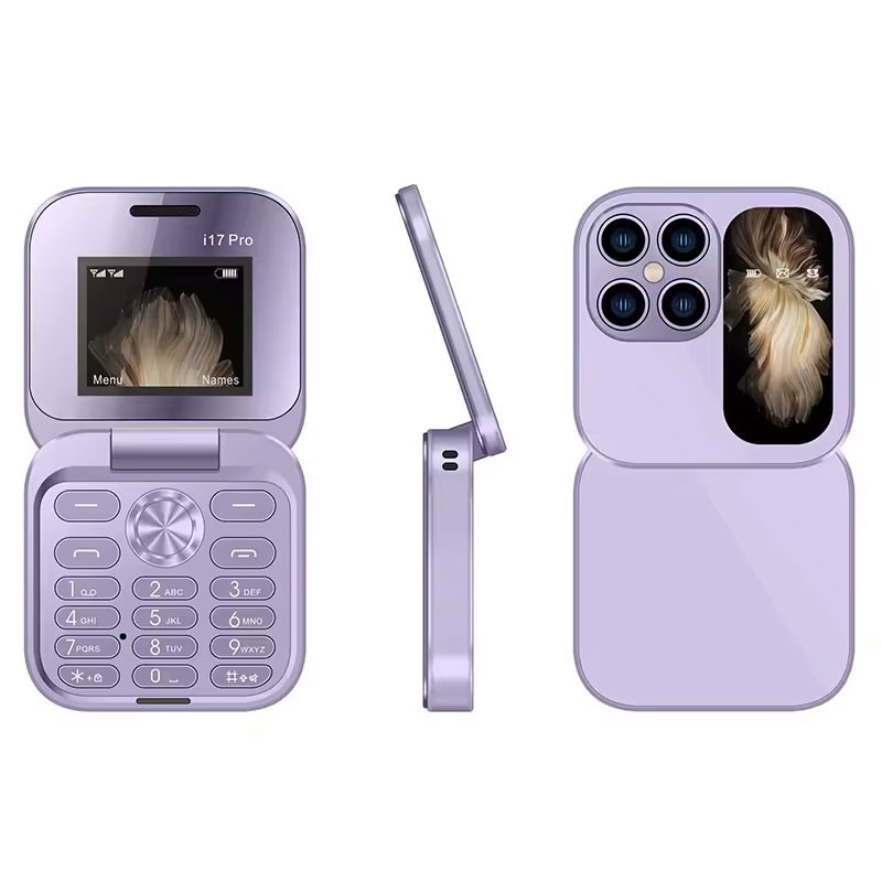 i17 Pro, GSM 2 SIM Card, 1300mAh Battery, FM Radio, 1.8inch Foldable Mini Mobile Phone -12835