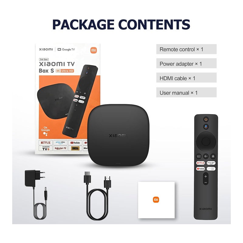Xiaomi TV Box S 3rd Gen, 4K UHD, Google TV, 32GB Memory, Dolby Vision And Atmos, WiFi 6, HDMI 2.1, Fast Streaming-35117