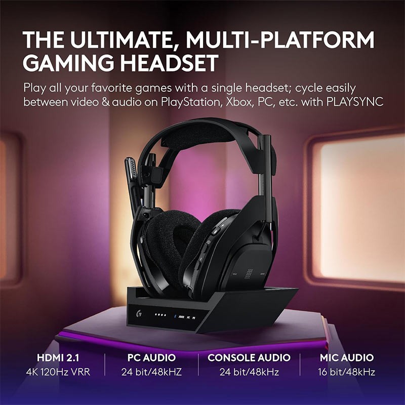 Logitech Astro A50 X, 24 Hours Playtime, Dolby Atmos, Lightspeed Bluetooth Wireless Gaming Headset With Base Station For Xbox PlayStation PC And Mac, Black-35749