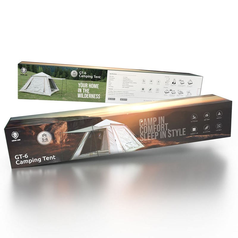 Green Lion GT6 Ultimate Camping Tent, Light Weight And Foldable Design, 5 Person Capacity, Windproof Rope, UV Protection, Ventilated Mesh, Beige, Camping Tent-35817