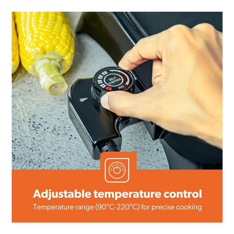 Geepas, Adjustable Thermostat, Non Stick Smokeless Grill Indoor With Glass Lid, Overheat Protection, On Indicator Light, 1600W Electric Barbeque Grill, GBG63040-28793