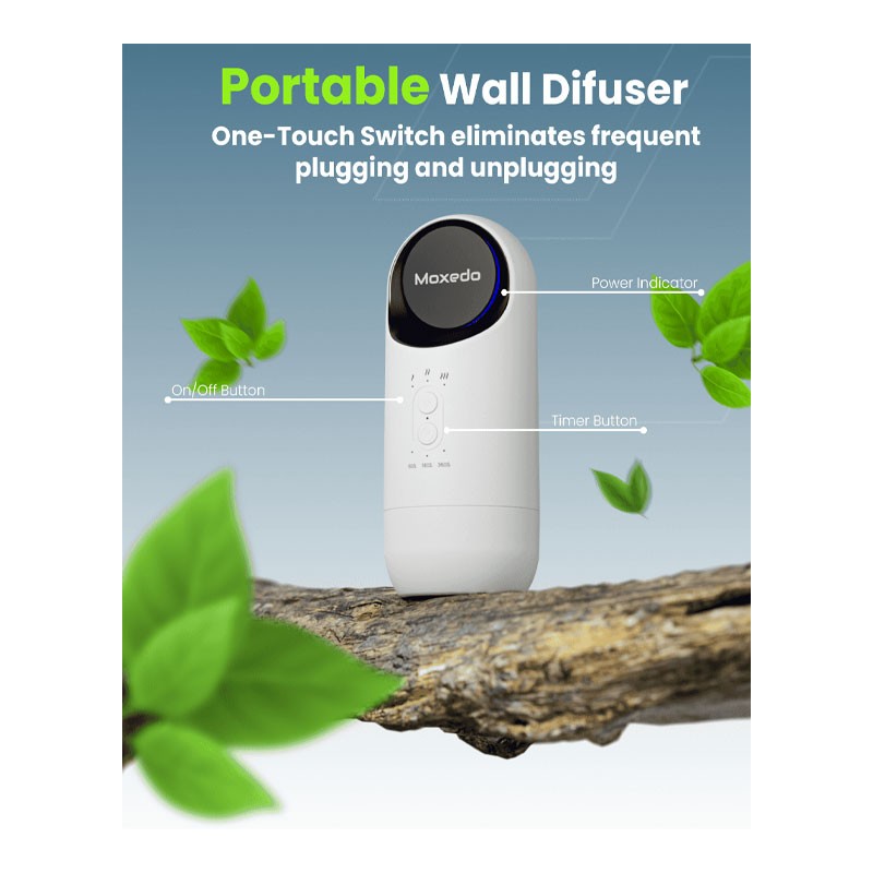 Moxedo Plug In Electric Fragrance Diffuser Wall Mount Aroma Therapy Waterless Diffuser With 120ml Bottle Capacity, White, MX-EAD013-33029
