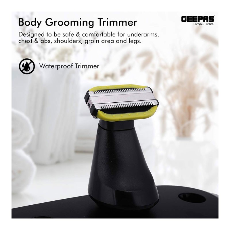 Geepas, Floating Blade, Men Electric Razor Beard Trimmer, Grooming Kit Rotary Cordless Body With Stand, Nose Hair Trimmer, Waterproof, 5 In 1 Grooming Kit, GTR56025UK -34058