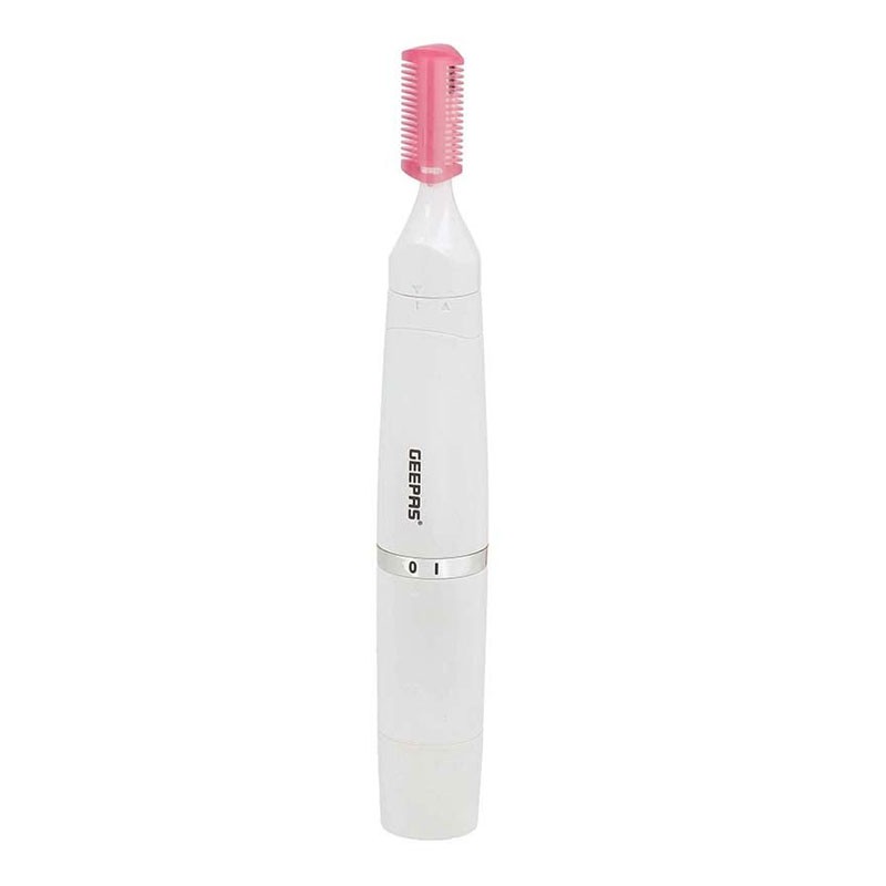 Geepas, USB Cable Lip Hair Rotary Shaver, Hair Trimmer, Micro Shaver, Eyebrow Shaping Stainless Steel Blade Guide Comb White 26cm, 4 In 1 Rechargeable Ladies Grooming Set, GLS86058-33593