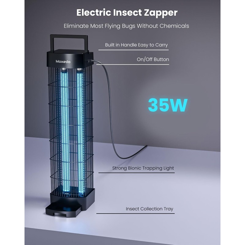Moxedo, Bug Zapper, Powerful Mosquito Killer, 35W Electric Insects Zapper With Dual UV Light-36261