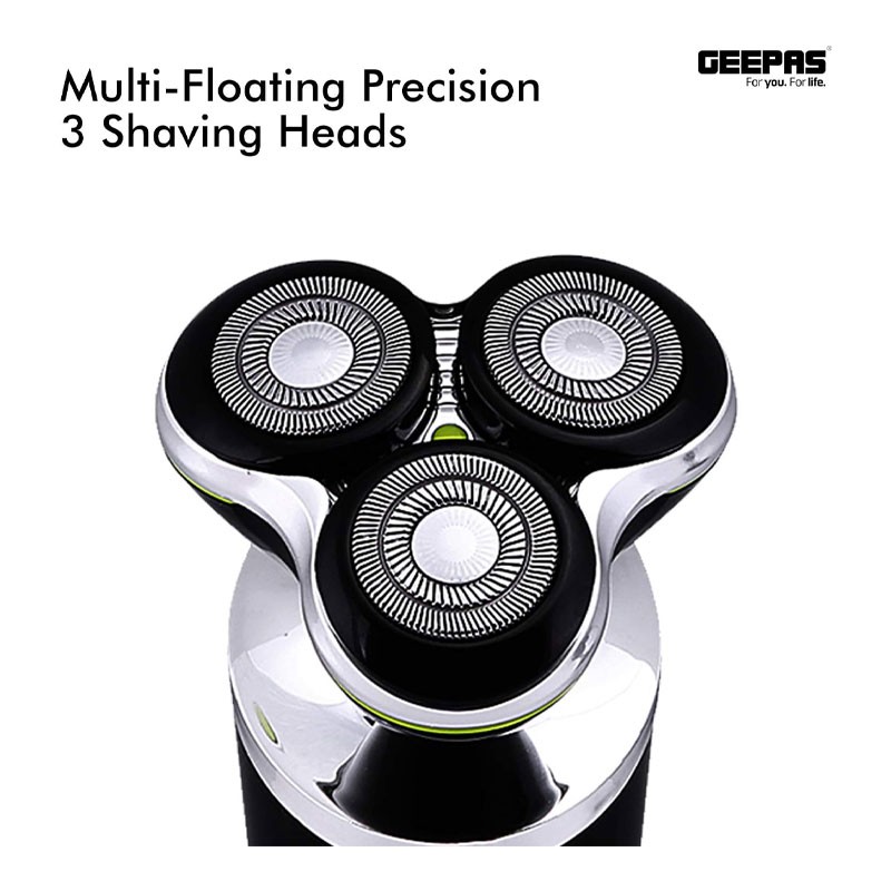 Geepas, Floating Blade, Men Electric Razor Beard Trimmer, Grooming Kit Rotary Cordless Body With Stand, Nose Hair Trimmer, Waterproof, 5 In 1 Grooming Kit, GTR56025UK -34056