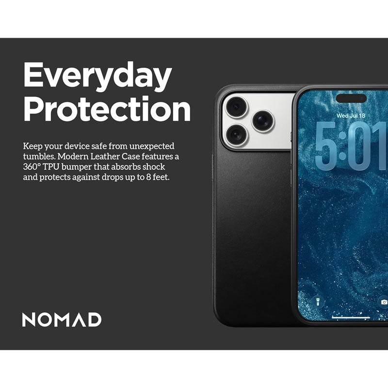 Nomad Magnetic Leather Back for Apple iPhone 17 Pro Max, Horween Leather, Black-36161