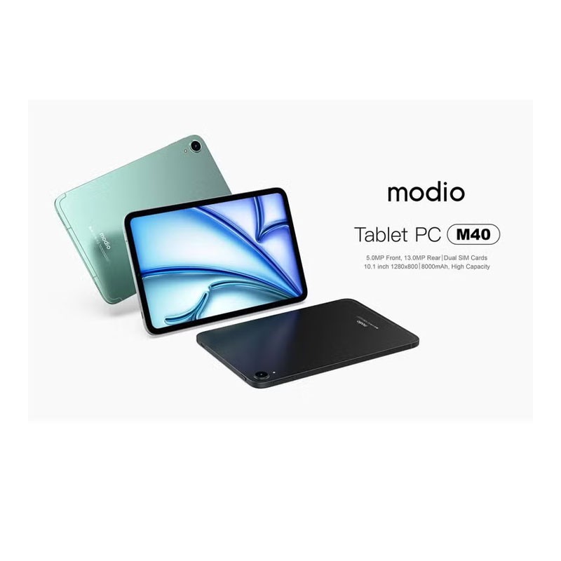 Modio M40, 10.1 Inch Real Incell Screen Display, 8GB RAM, 512GB Storage, 13MP Camera, 8000mAh Battery, Dual SIM, Keyboard, Mouse Pad, Leather Case, Android Tablet -34820