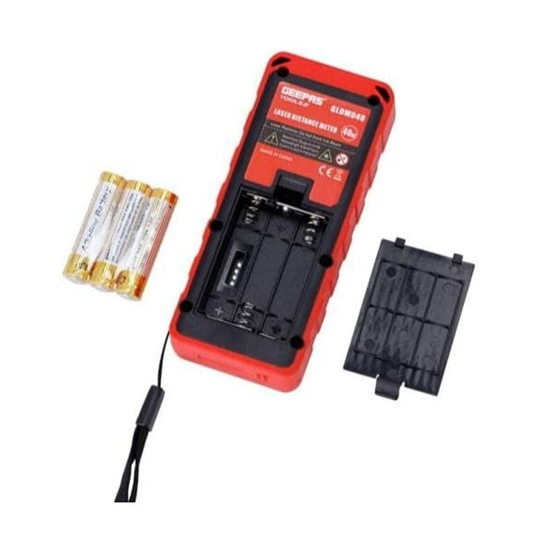 Geepas, 40m Digital Laser Measuring Tool, LCD Display, Pythagorean Mode, Area And Volume Measurement, IP54 Waterproof, 6 Languages, Battery Included, Laser Distance Meter, GLDM040-33544