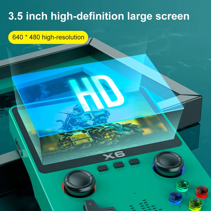 X6 Handheld Game Console, Retro Game Console Built-in 64GB 10000+ Classic Games, 3.5-inch OCA IPS Screen, Dual 3D Joystick, 11 Emulators, Handheld Gaming Console Support TV Output-202