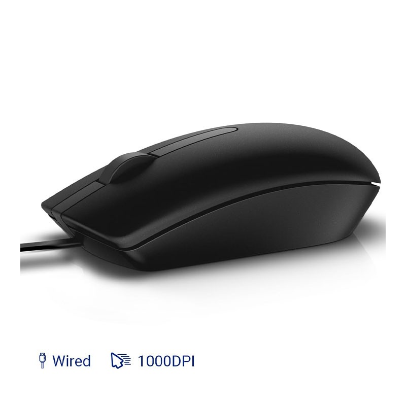 Dell MS116, 1000DPI, LED Tracking, Scrolling Wheel, Plug and Play Wired Optical Mouse, Black -31942