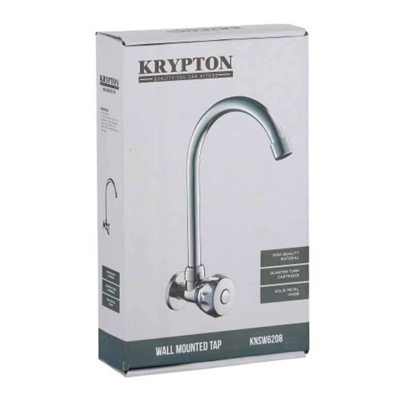 Krypton Solid Metal Chrome Finish Wall Mounted Sink Knob Tap, KNSW6208 -32565