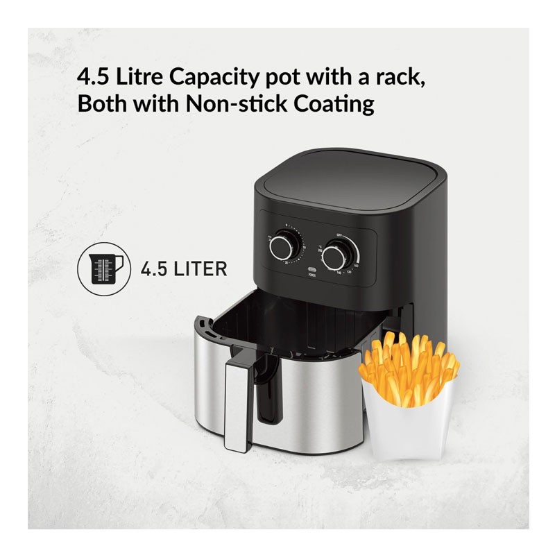 Geepas, 4.5L Pot With Rack, Vortex Air Frying Technology, Multiple Function, 30 Min Timer, Air Fryer, GAF37541-28750