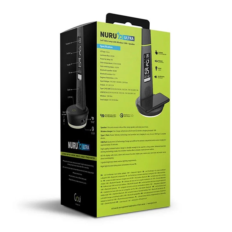 Goui Nuru Plus D Ultra Lamp With Speaker, Wireless Charging, Night Light Function, Black-29845
