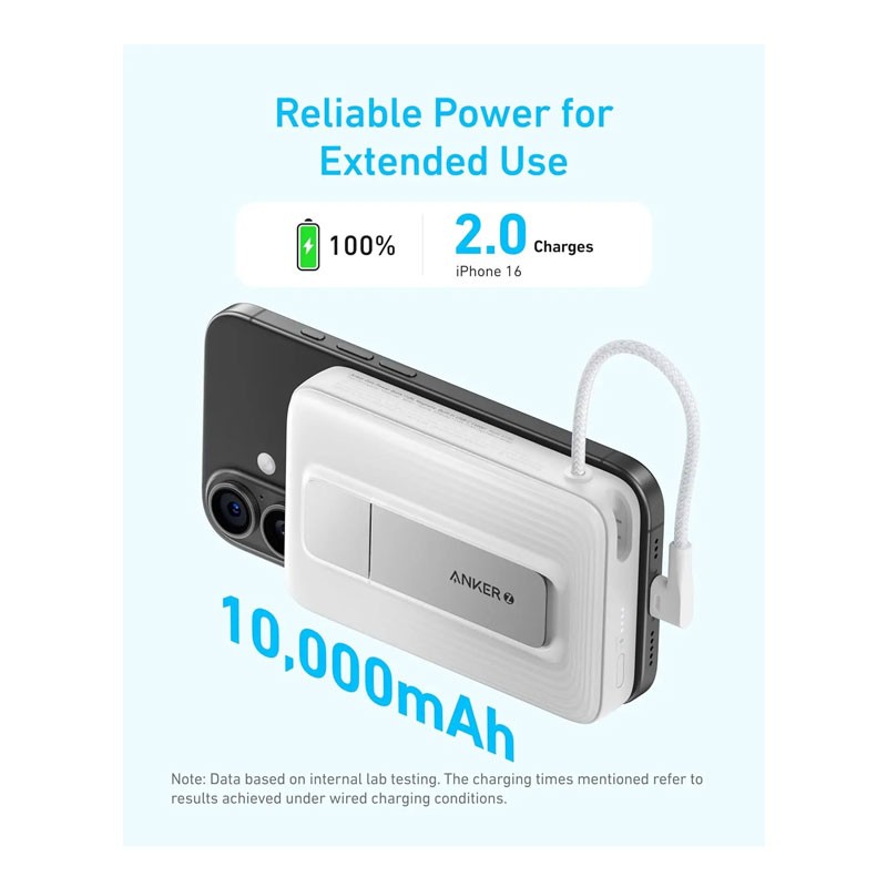 Anker Zolo 10000mAh 30W Magnetic Wireless Power Bank With USB C Cable, A1685H11 -29334