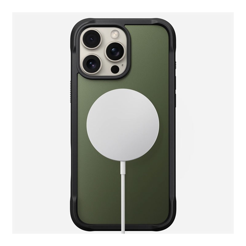 Nomad Rugged Case, 15ft Drop Protection, MagSafe And Wireless Charging Compatible, Anodized Aluminum Buttons, Protective Phone Case For iPhone 16 Pro, Forest-34278