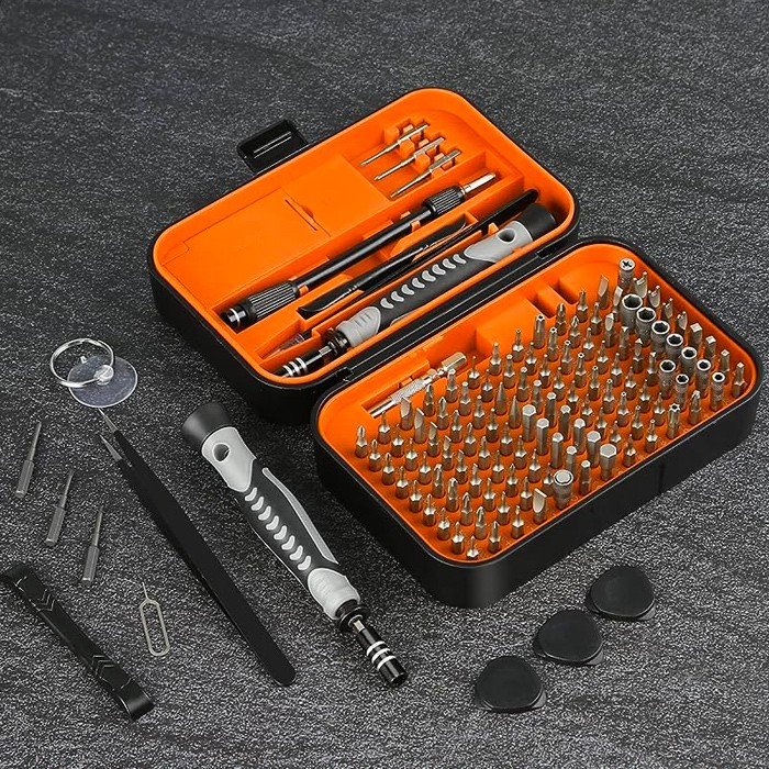 Precision Screwdriver Set, 130 in 1 with 120 bits Repair Tool Kit, Magnetic Screwdriver Set with mini built-in box for Electronics iPhone Jewelers Game Console Passion Orange-211