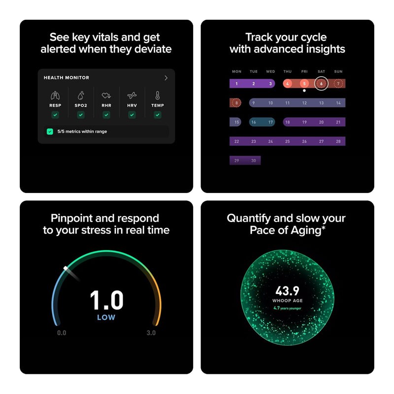 Whoop Peak, 12 Month Membership, 24/7 Activity And Sleep Tracker With Heart Rate, HRV, Stress Monitor, Personalized Coaching, Healthspan, 14 Plus Days Battery Life, 5.0 Health And Fitness Wearable Activity Tracker -35263