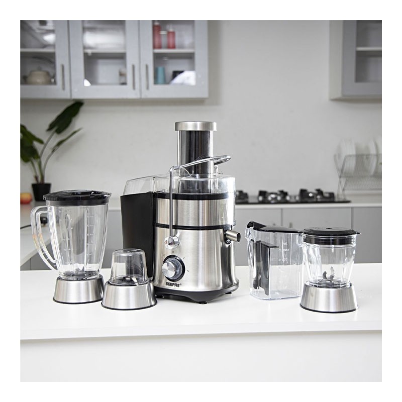 Geepas, Compact Electric Blender, Juicer, Chopper And Grinder, 2 Speed Pulse Function For Ice Crusher, 800W, 4 In 1 Juicer And Blender, GSB5451 -31051