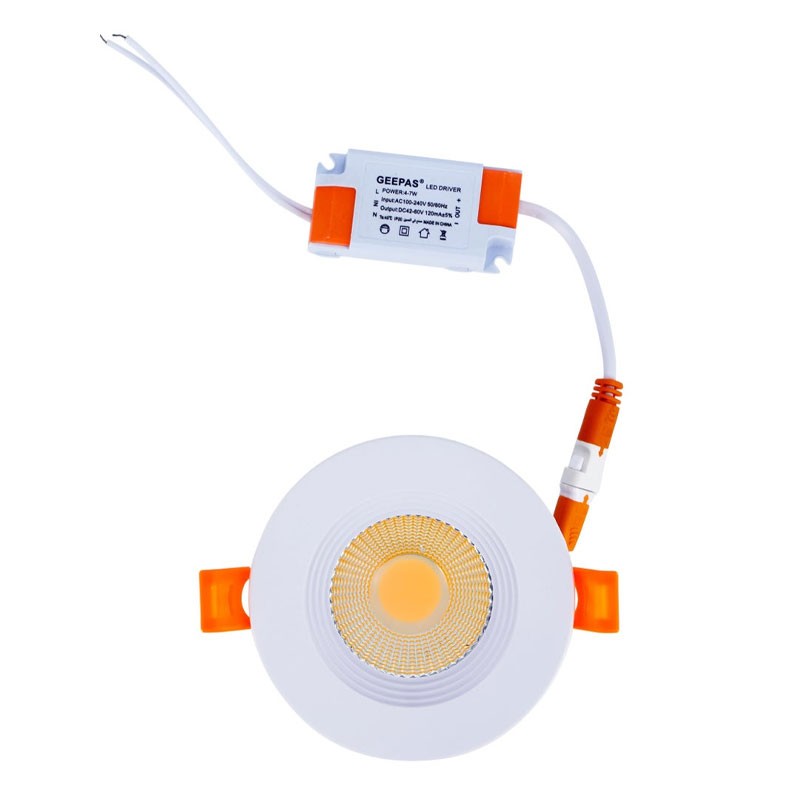 Geepas, 560 Lumens And 3000K Color Temperature, Energy Efficient LED Light With 30000 Hours Lifetime, Ceiling Light, 7W Energy Saving LED Downlight, GESL55110-33323
