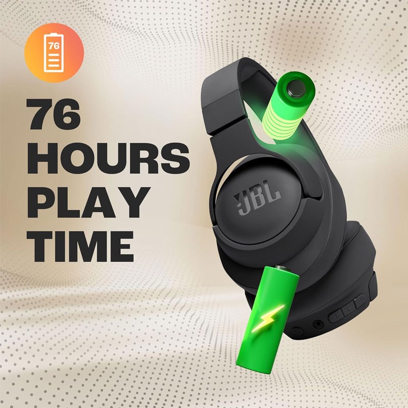 JBL Tune 720BT, Pure Bass Sound With Mic, Upto 76 Hrs Playtime, Speedcharge, Dual Pairing, Customizable Bass With Headphones App, Lightweight, Bluetooth 5.3, Wireless Over Ear Headphone-16377