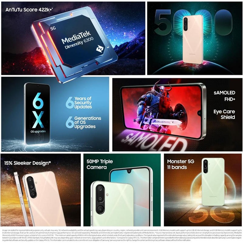 Samsung Galaxy M16 5G 6.7inch Super AMOLED, 5000mAh, 4GB RAM, 128 Storage Smartphone, Blush Pink-36001