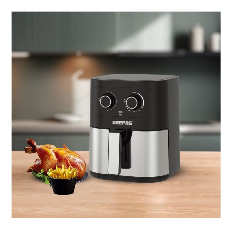 Geepas, 4.5L Pot With Rack, Vortex Air Frying Technology, Multiple Function, 30 Min Timer, Air Fryer, GAF37541-28751