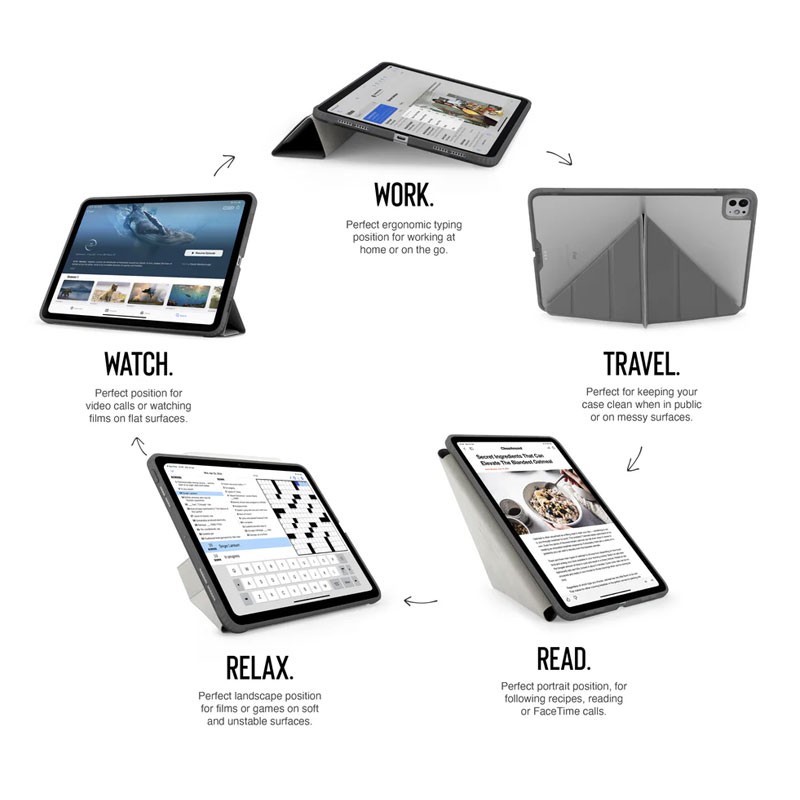 Pipetto Origami No1 Original Case For Apple iPad Pro 13 2024, Grey, P052-50-AG-34711