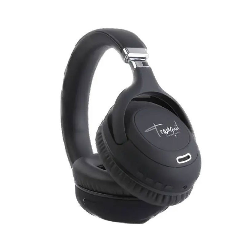 Pawa Tranquil, Dual Mode, Type C Charging, Deep Bass, Foldable Design, Microphone, ANC, Over Ear Bluetooth Wireless Headphone, Black-19145