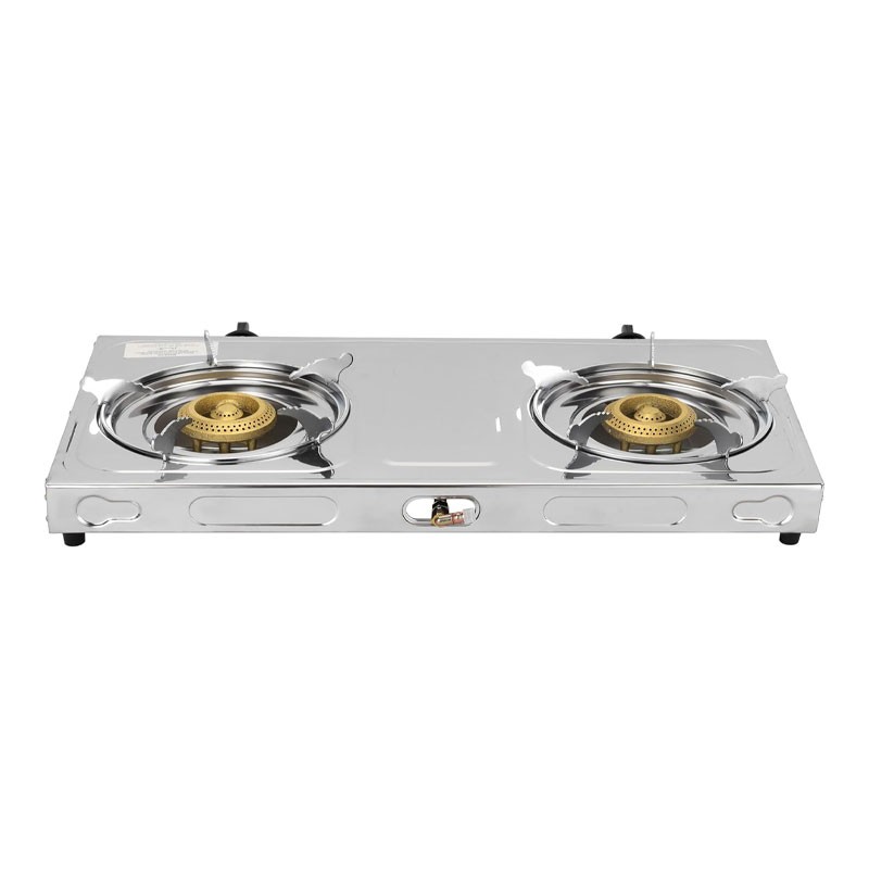 Geepas, 2 Cast Iron Burner Stove, Low Consumption And Improved Flow For Efficient Heating, Auto Ignition System, LPG Stovetop, Stainless Steel Gas Cooker, GK679N-33525
