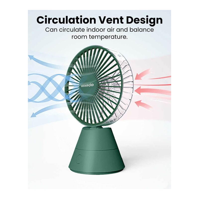 Moxedo Mini Portable Fan Desktop 5 Blade 3 Speed USB Rechargeable Battery With Fragrance Pad, Green, MX-DF013-34092