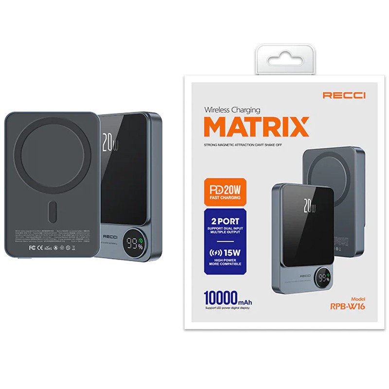 Recci RPB-W16 Matrix Wireless Charging Power Bank 10000 MAh-378