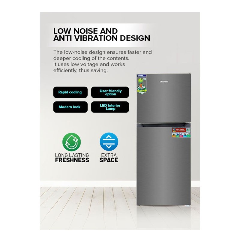Geepas, Multi Airflow With Faster And Deep Cooling, 250L Gross Capacity Double Door No Frost Refrigerator, GRF2522SXN-28970